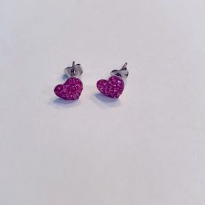 Pink crystal heart earrings